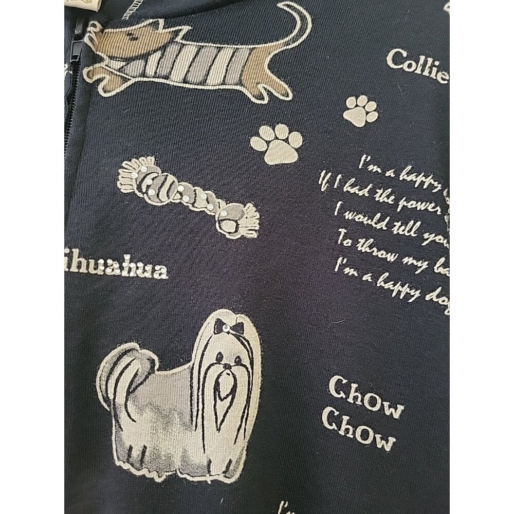 Jess and Jane Dog Town Hooded Sweatshirt Full Zip Rhinestone Black 3X - Picture 4 of 8